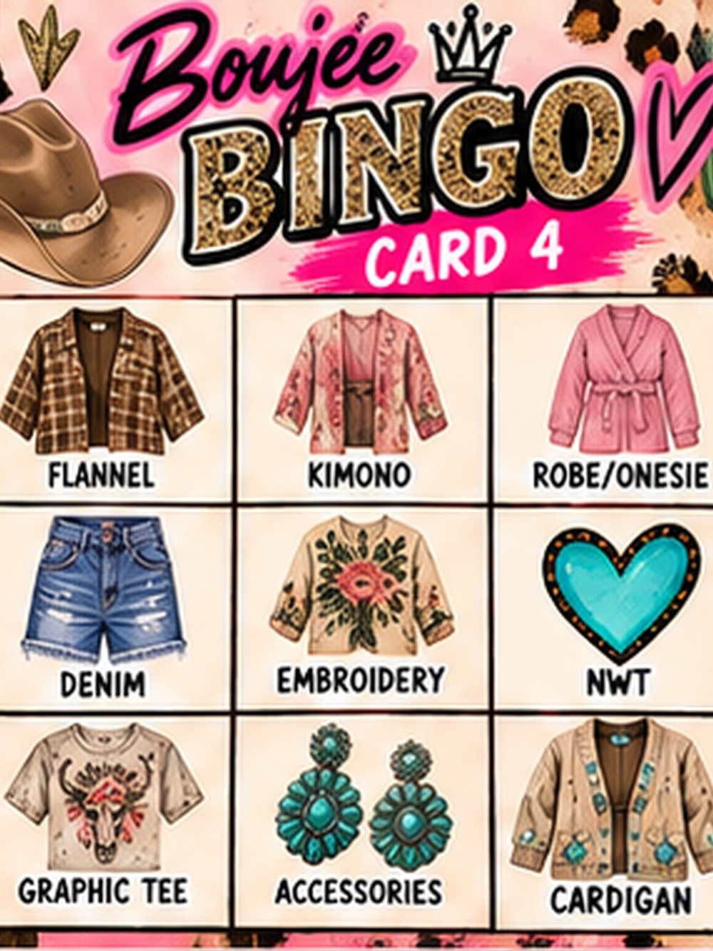Boujee Bingo Game Card #4| Posh Social Club